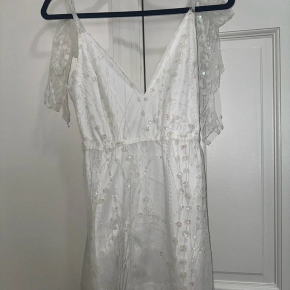 Lucy in the Sky Lace Sequin Dress w/ Bow Strap - perfect for soon to be brides! - Picture 2 of 5